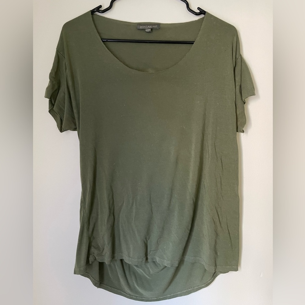 Long Green Shirt with Back Cutout from Don’t Ask Why, One Size